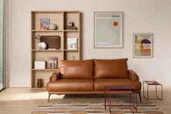 Canapé cuir Basile - Cognac - Grand 2 places