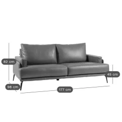 Canapé cuir Basile - Cognac - Grand 2 places