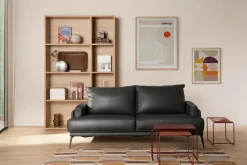 Canapé cuir Basile - Noir - Grand 2 places