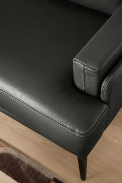 Canapé cuir Basile - Noir - Grand 2 places