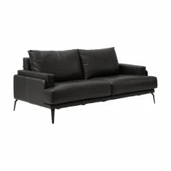 Canapé cuir Basile - Noir - Grand 3 places