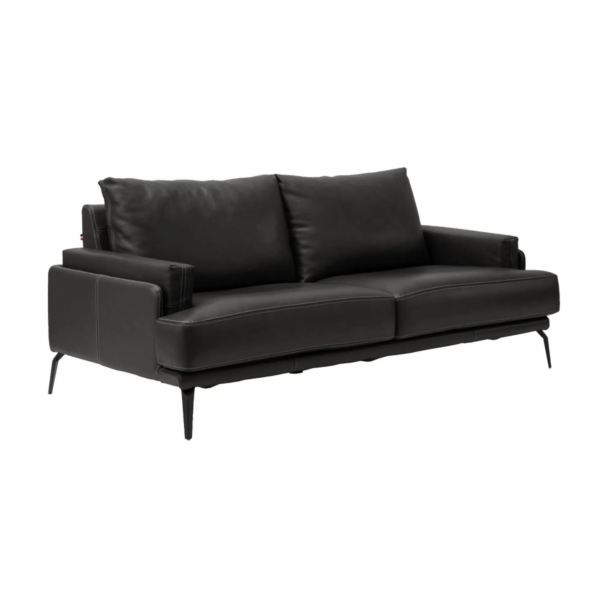 Canapé cuir Basile - Noir - Grand 3 places