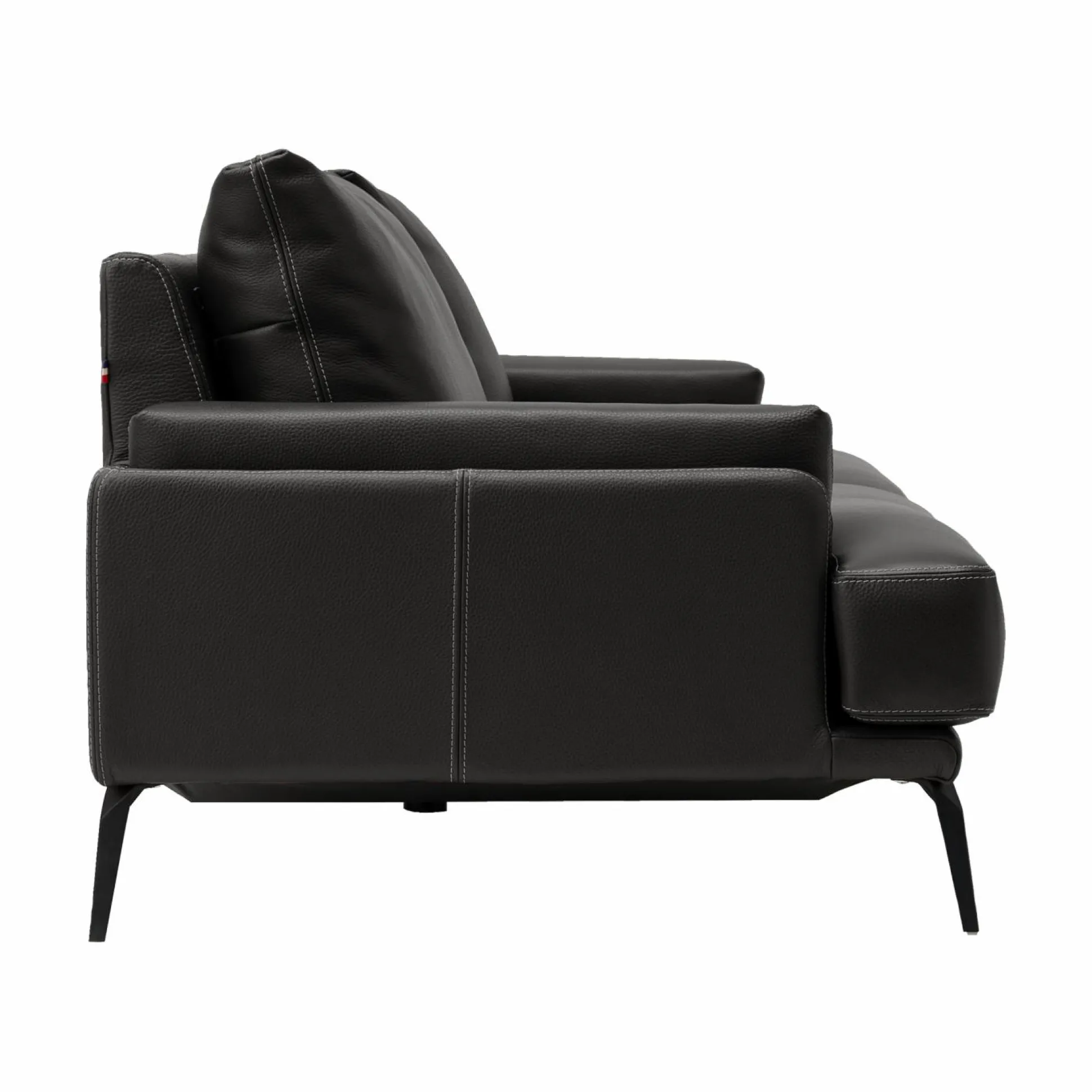 Canapé cuir Basile - Noir - Grand 3 places