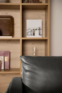 Canapé cuir Basile - Noir - Grand 3 places