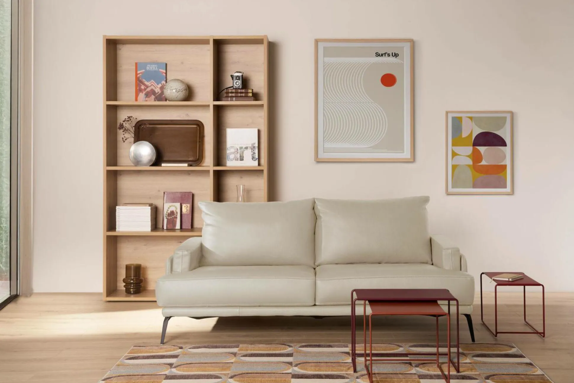 Canapé cuir Basile - Sable - Grand 3 places