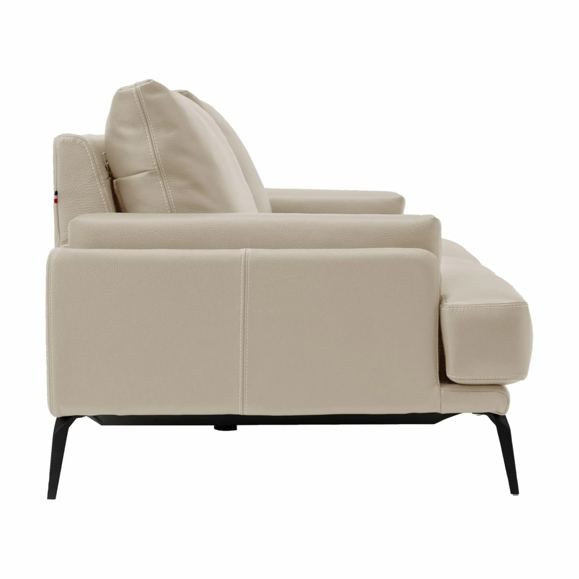 Canapé cuir Basile - Sable - Grand 3 places