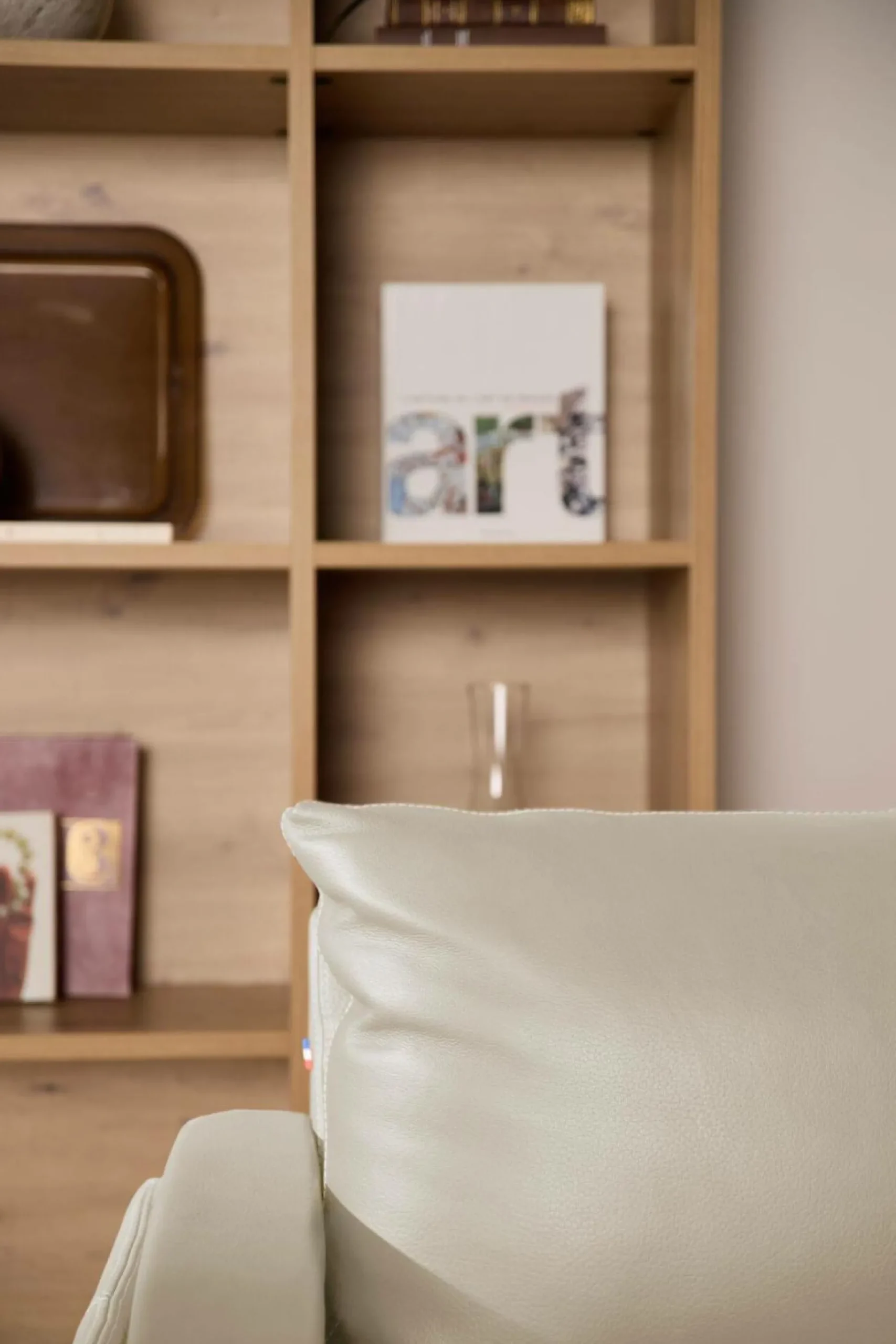 Canapé cuir Basile - Sable - Grand 3 places