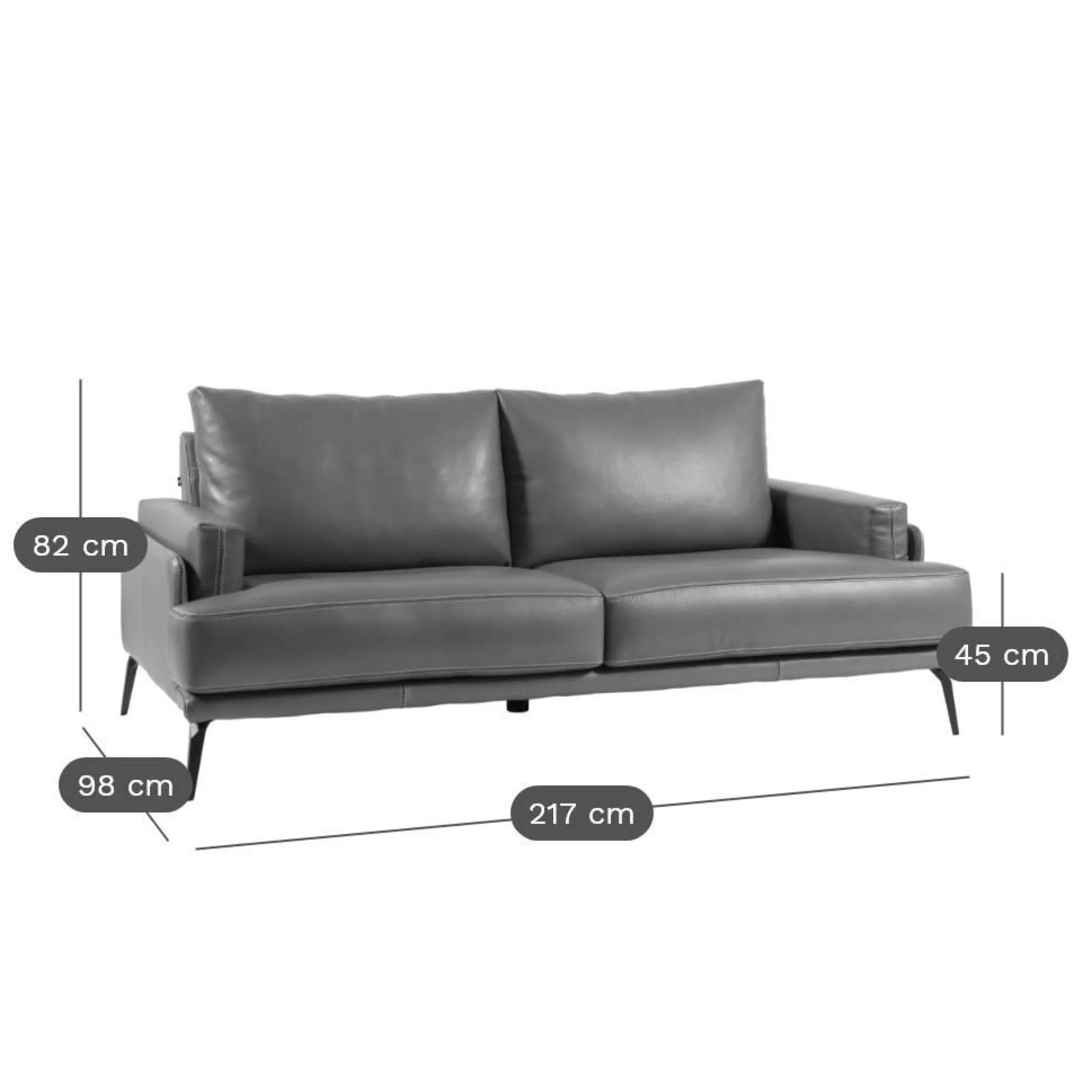 Canapé cuir Basile - Sable - Grand 3 places