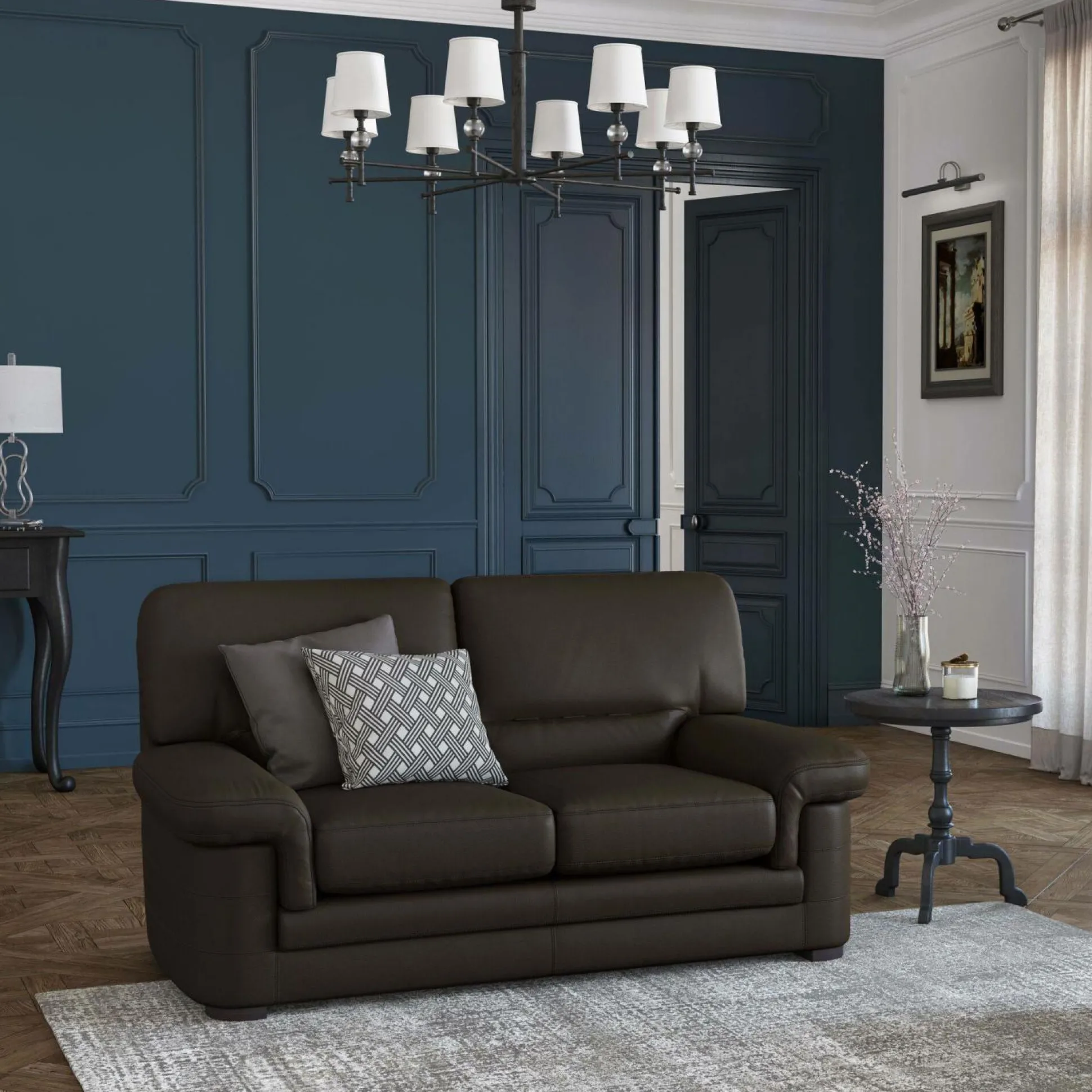 Canapé cuir Melbourne - Moka - 2 places