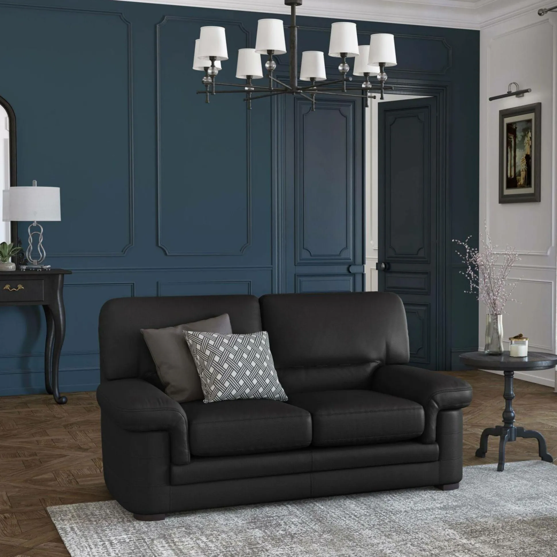 Canapé cuir Melbourne - Noir - 2 places