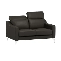 Canapé cuir têtières relevables Ben - Noir - Grand 2 places