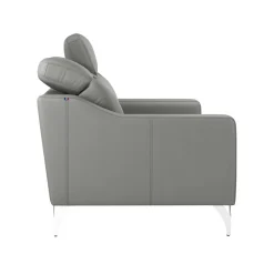 Canapé cuir têtières relevables Ben - Platine - Grand 3 places