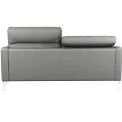 Canapé cuir têtières relevables Ben - Platine - Grand 3 places