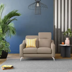 Canapé cuir têtières relevables Ben - Tourterelle - 2 places