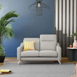 Canapé cuir têtières relevables Ben - Blanc - Grand 2 places