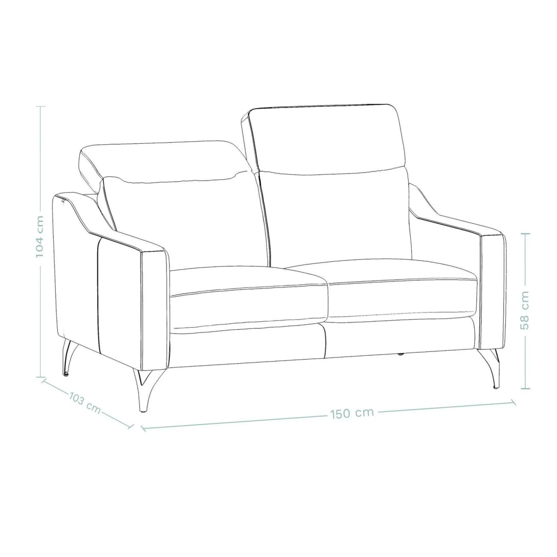 Canapé cuir têtières relevables Ben - Lune - Grand 2 places