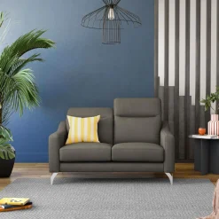 Canapé cuir têtières relevables Ben - Ardoise - Grand 2 places