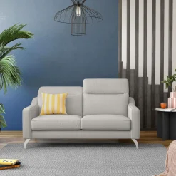 Canapé cuir têtières relevables Ben - Blanc - 3 places