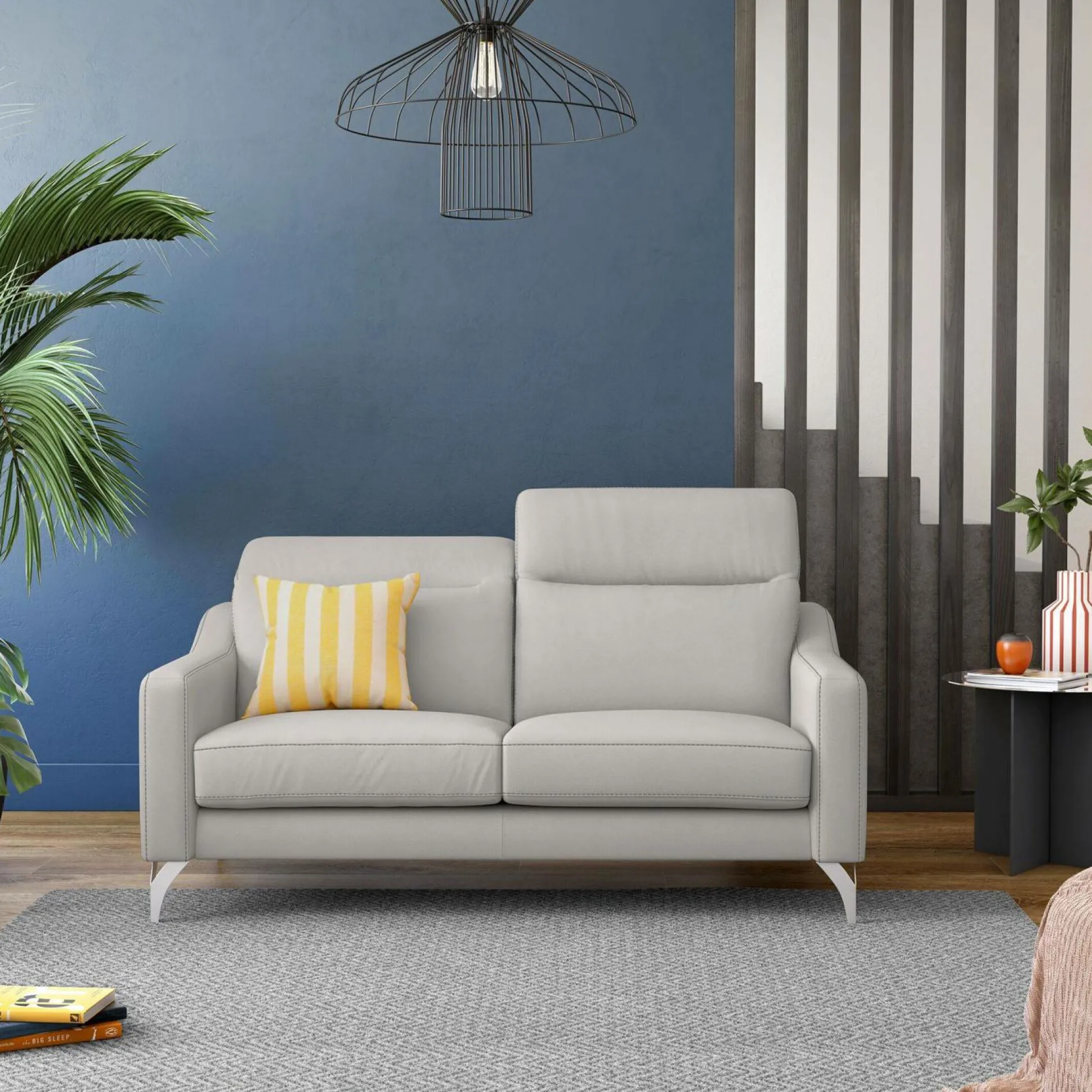 Canapé cuir têtières relevables Ben - Blanc - 3 places