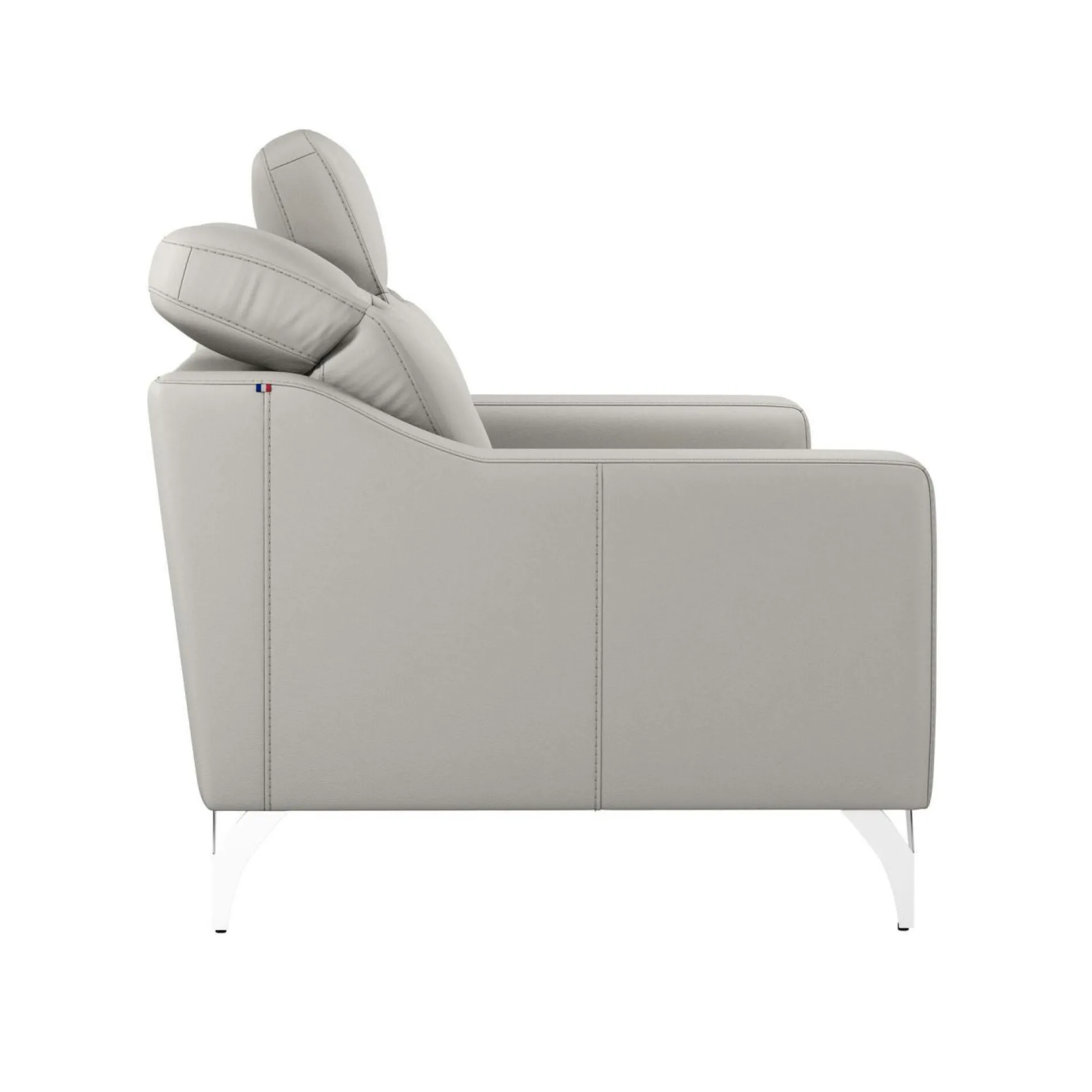 Canapé cuir têtières relevables Ben - Blanc - 3 places