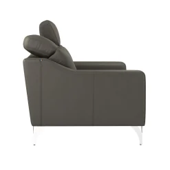 Canapé cuir têtières relevables Ben - Ardoise - 3 places