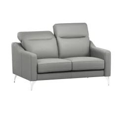 Canapé cuir têtières relevables Ben - Platine - Grand 2 places
