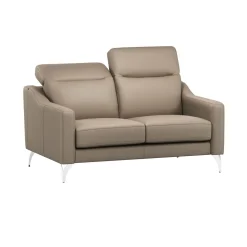 Canapé cuir têtières relevables Ben - Tourterelle - Grand 2 places