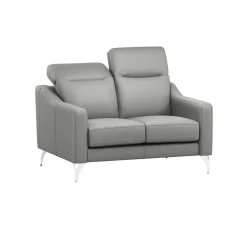 Canapé cuir têtières relevables Ben - Platine - 2 places