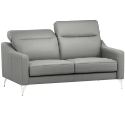 Canapé cuir têtières relevables Ben - Platine - 3 places