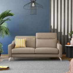 Canapé cuir têtières relevables Ben - Tourterelle - Grand 3 places