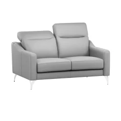 Canapé cuir têtières relevables Ben - Gris Clair - Grand 2 places