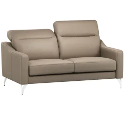 Canapé cuir têtières relevables Ben - Tourterelle - 3 places