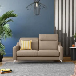 Canapé cuir têtières relevables Ben - Tourterelle - 3 places