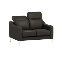 Canapé cuir têtières relevables Ben - Noir - 2 places