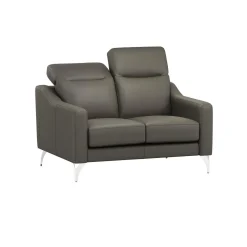 Canapé cuir têtières relevables Ben - Ardoise - 2 places