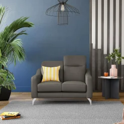 Canapé cuir têtières relevables Ben - Ardoise - 2 places