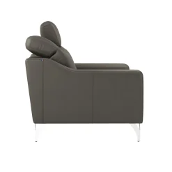 Canapé cuir têtières relevables Ben - Ardoise - 2 places