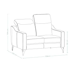 Canapé cuir têtières relevables Ben - Ardoise - 2 places