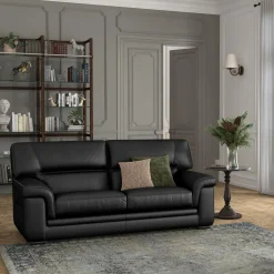 Canapé cuir Valentina - Noir - 3 places