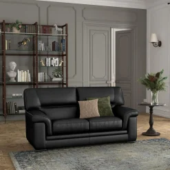 Canapé cuir Valentina - Noir - 2 places