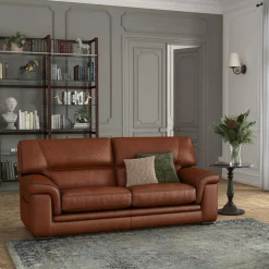 Canapé cuir Valentina - Whisky - 3 places