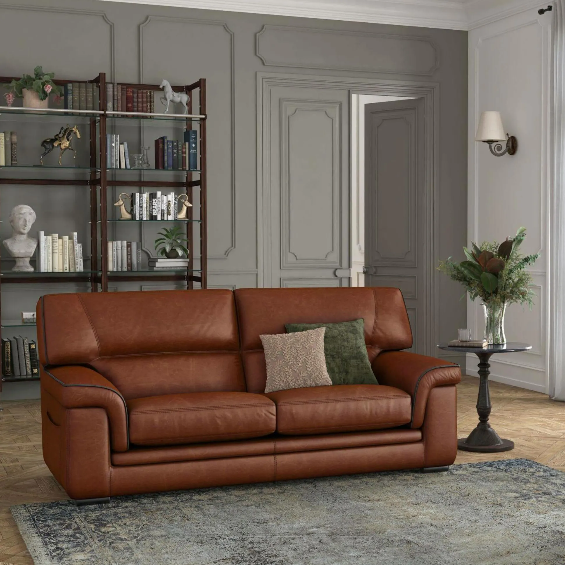 Canapé cuir Valentina - Whisky - 3 places