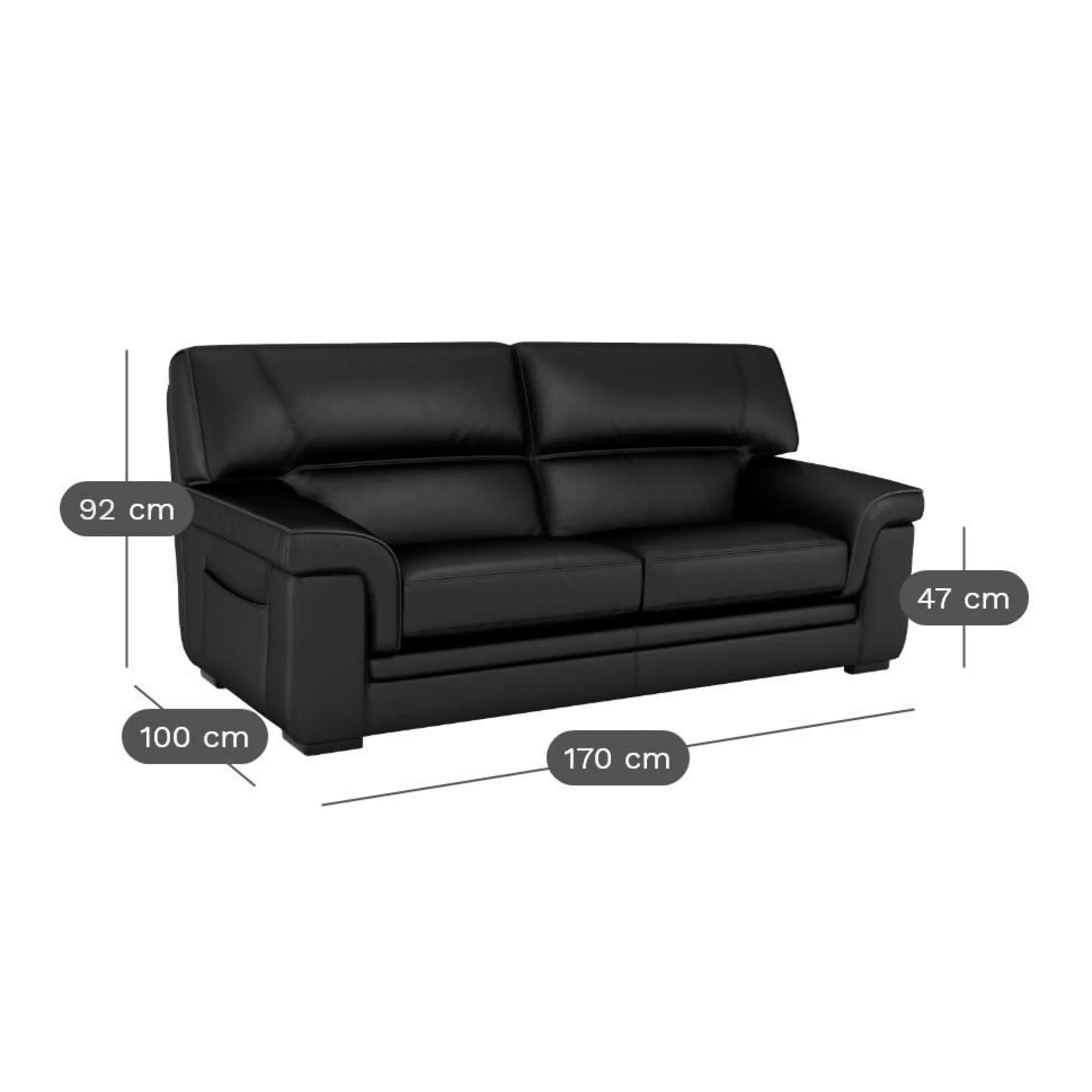 Canapé cuir Valentina - Whisky - 2 places