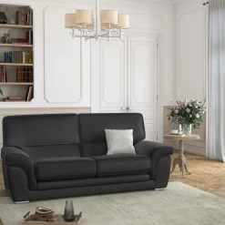 Canapé cuir Vittoria - Anthracite - 3 places