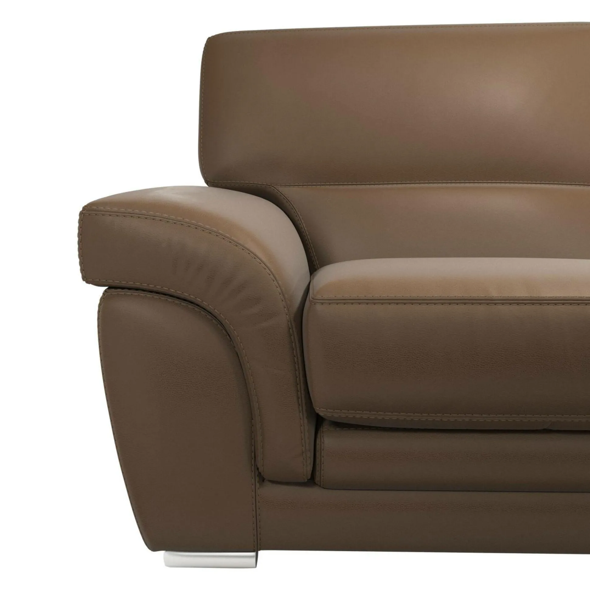 Canapé cuir Vittoria - Biscuit - 3 places