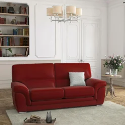 Canapé cuir Vittoria - Rouge - 3 places