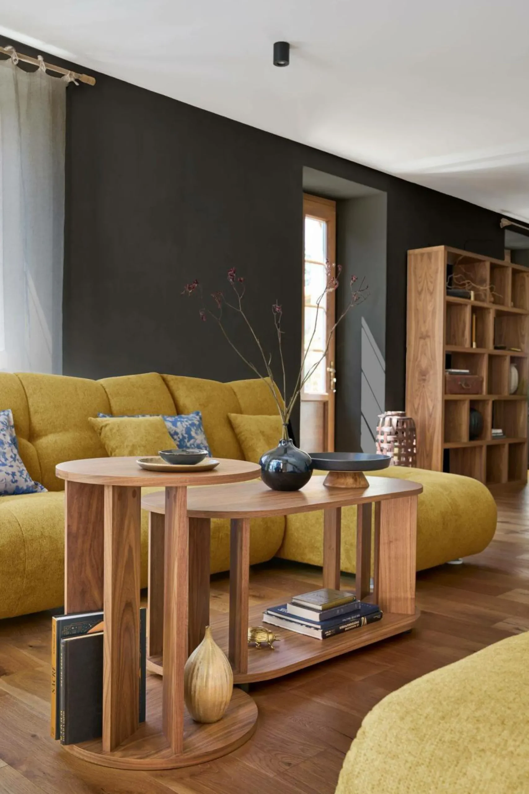 Canapé d'angle modulable tissu Benny - Moutarde