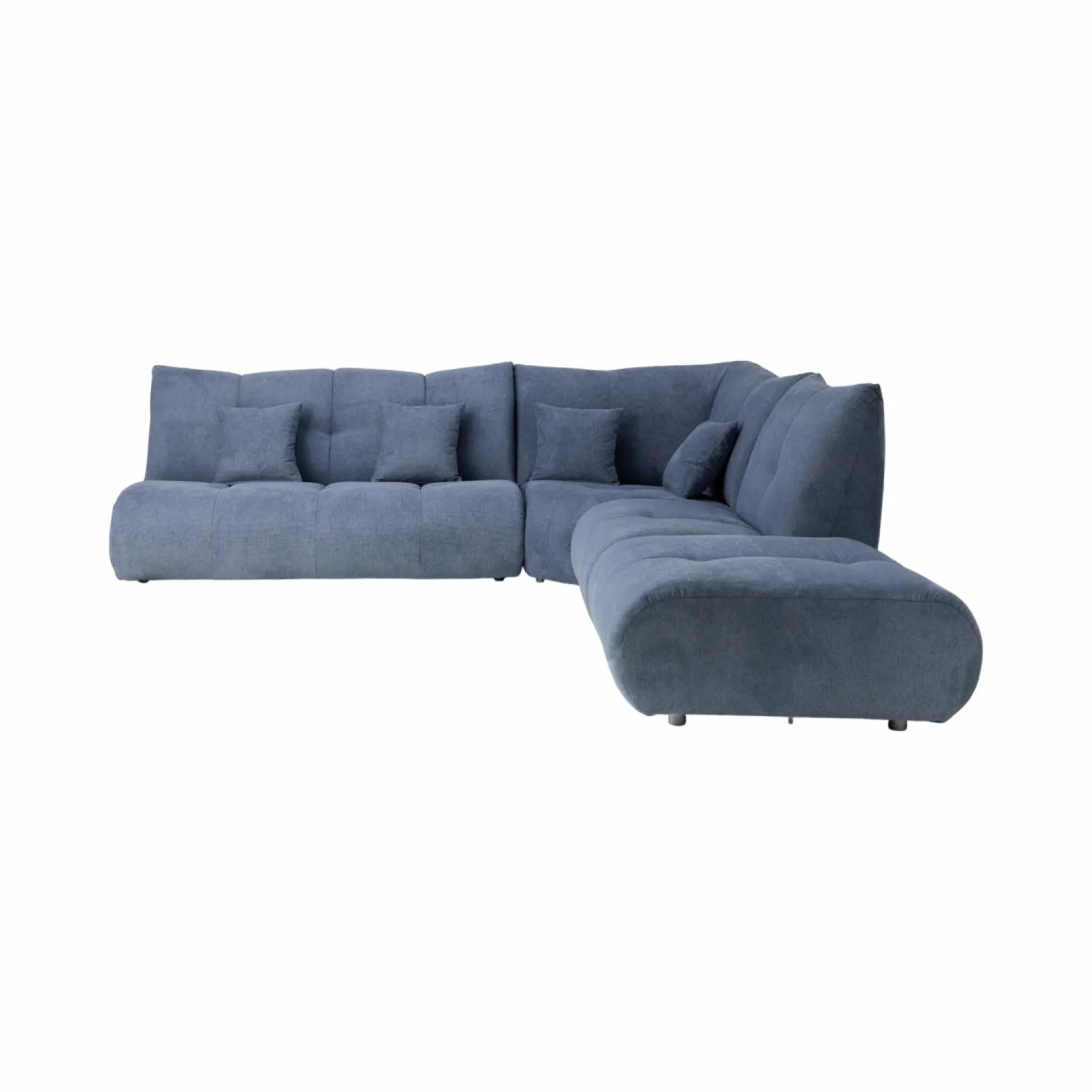 Canapé d'angle modulable tissu avec pouf Benny - Bleu