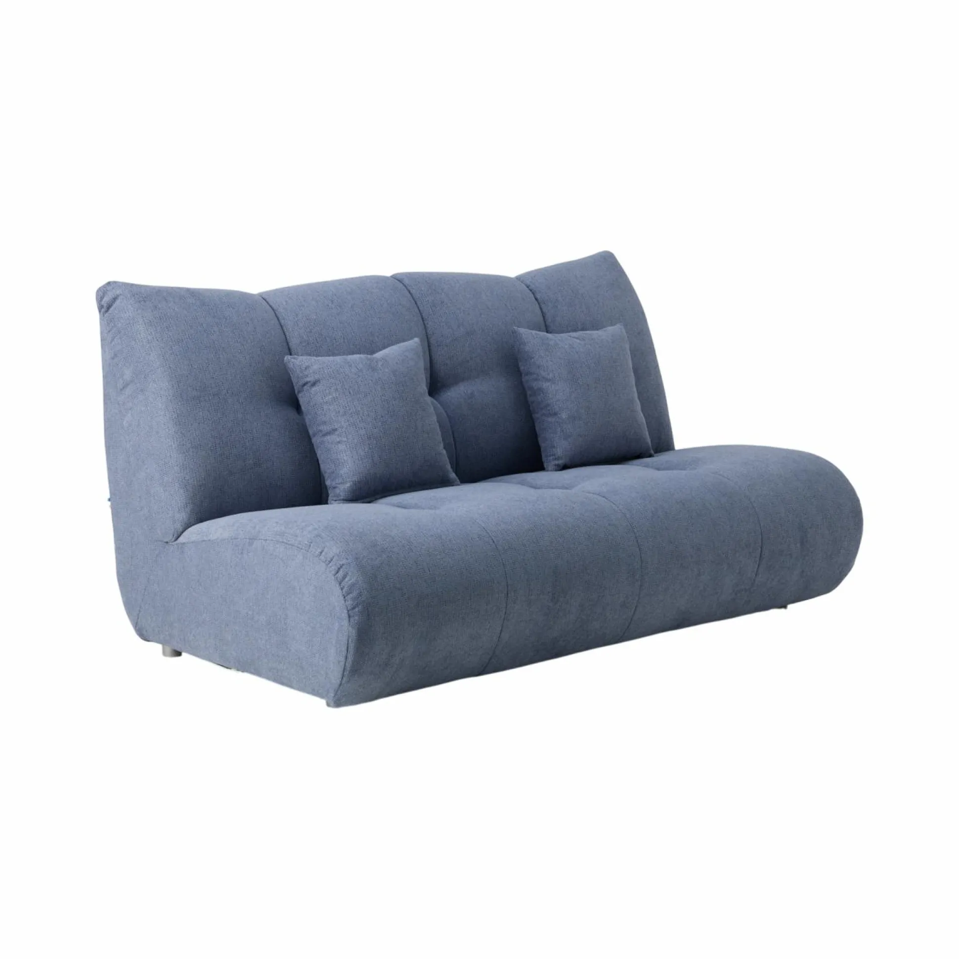 Canapé d'angle modulable tissu avec pouf Benny - Bleu