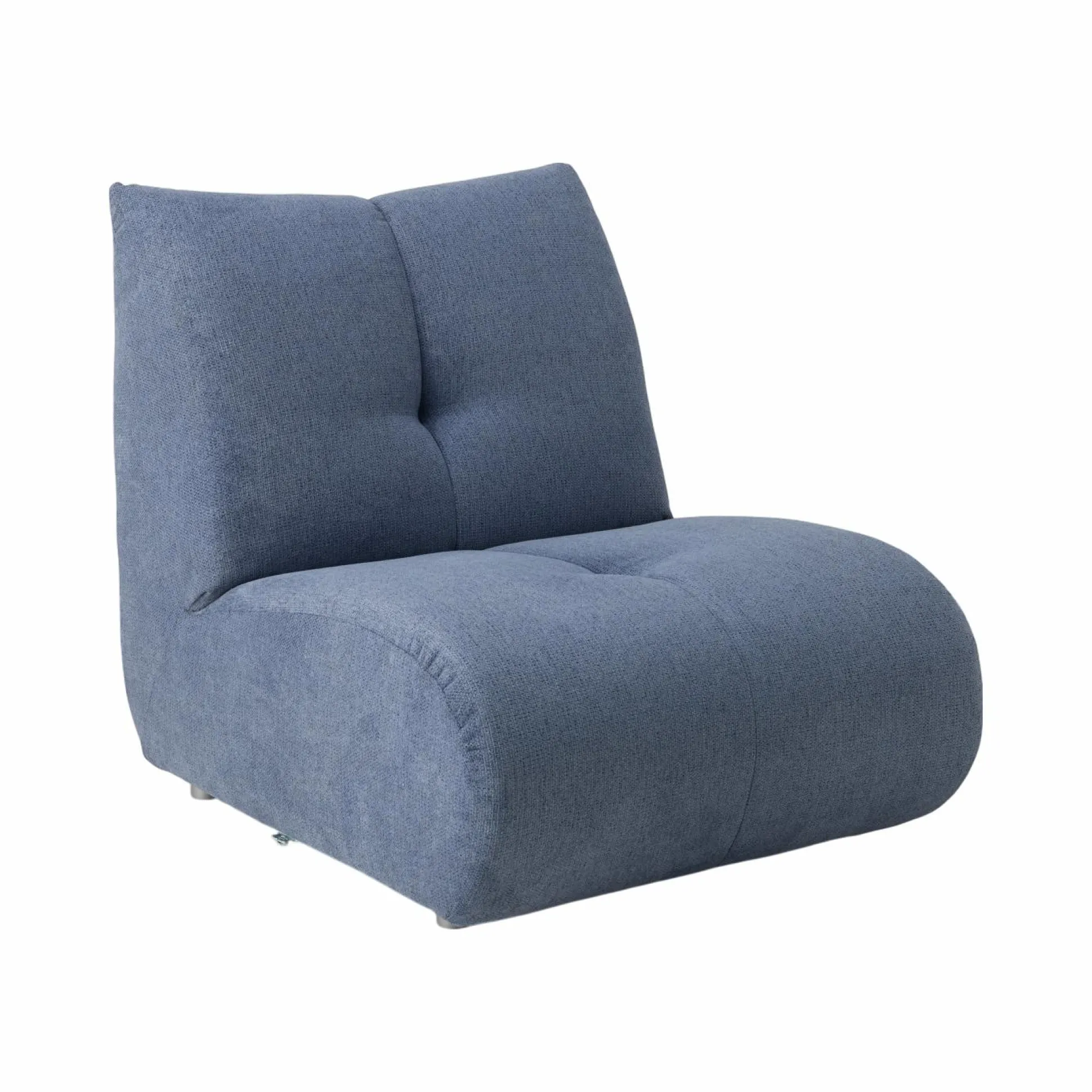 Canapé d'angle modulable tissu avec pouf Benny - Bleu